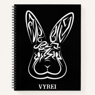 Black and White Tribal Rabbit Notebook
