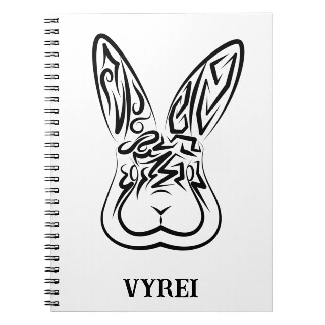 Black and White Tribal Rabbit Notebook (Front)
