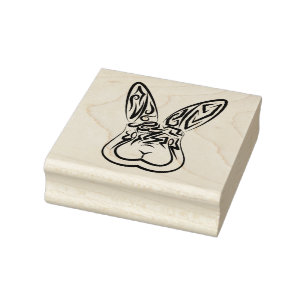 Black and White Tribal Rabbit Rubber Stamp