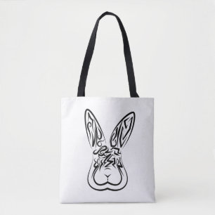 Black and White Tribal Rabbit Tote Bag
