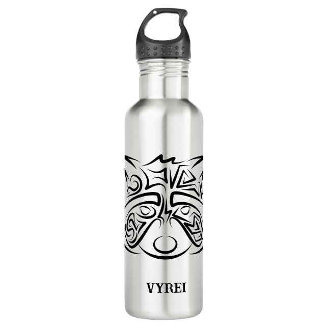 Black and White Tribal Racoon 710 Ml Water Bottle (Front)