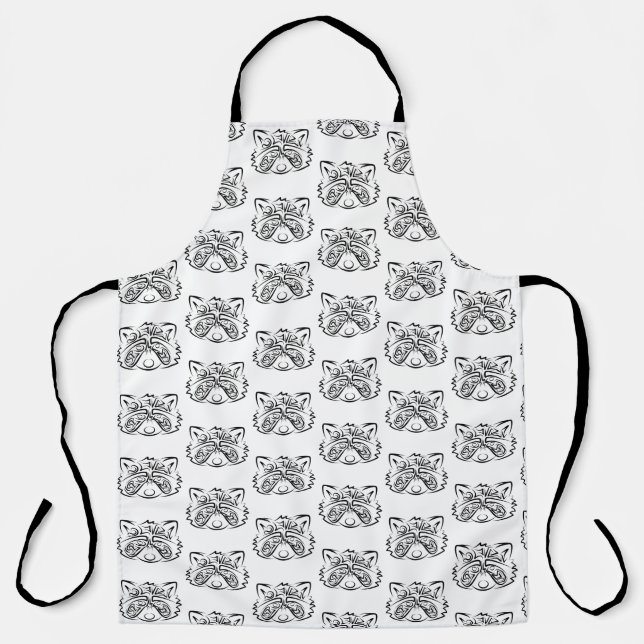 Black and White Tribal Racoon Apron (Front)