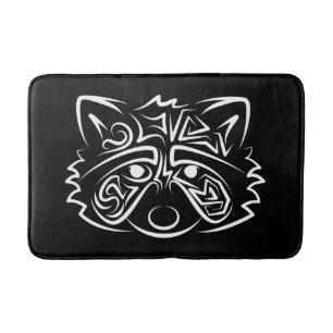 Black and White Tribal Racoon Bath Mat