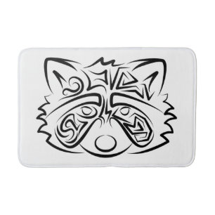 Black and White Tribal Racoon Bath Mat