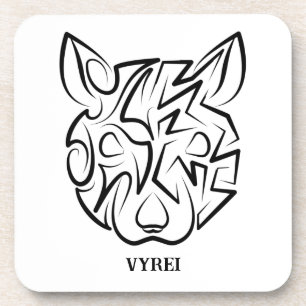 Black and White Tribal Racoon Beverage Coaster