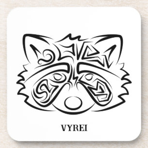 Black and White Tribal Racoon Coaster