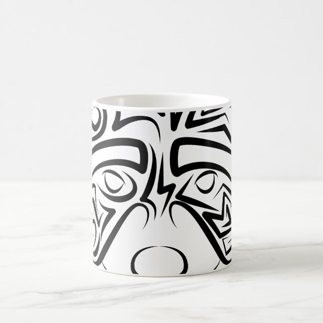 Black and White Tribal Racoon Coffee Mug (Center)
