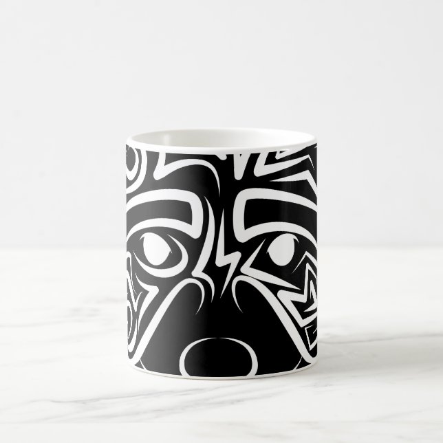 Black and White Tribal Racoon Coffee Mug (Center)