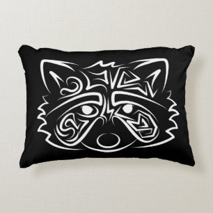 Black and White Tribal Racoon Decorative Cushion