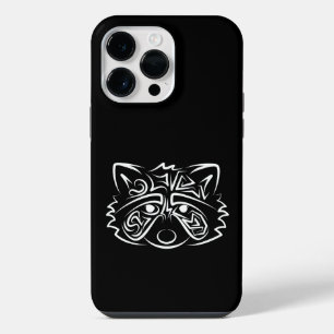 Black and White Tribal Racoon iPhone 14 Pro Max Case