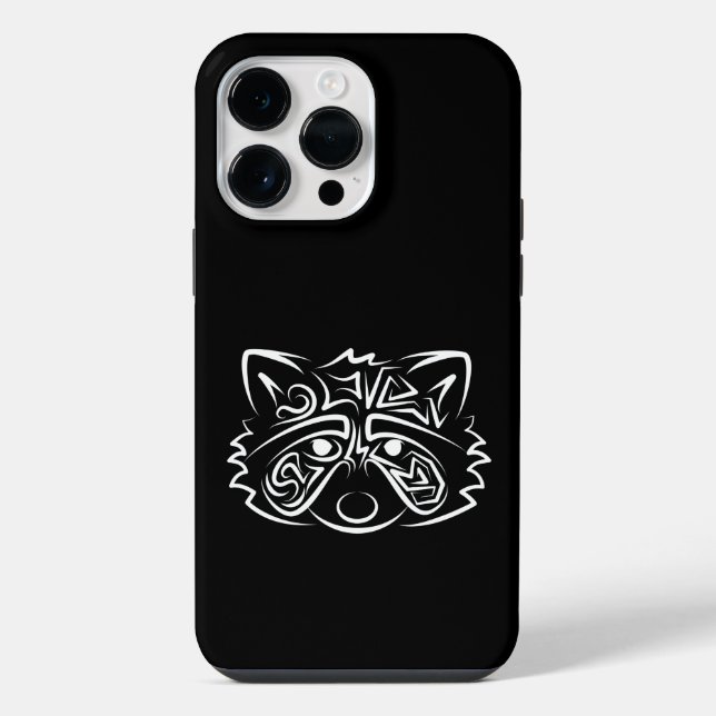 Black and White Tribal Racoon iPhone Case (Back)