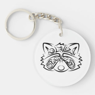 Black and White Tribal Racoon Key Ring
