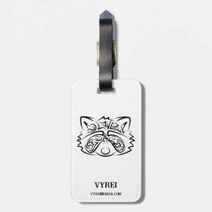 Black and White Tribal Racoon Luggage Tag