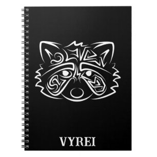 Black and White Tribal Racoon Notebook
