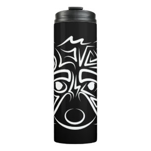 Black and White Tribal Racoon Thermal Tumbler
