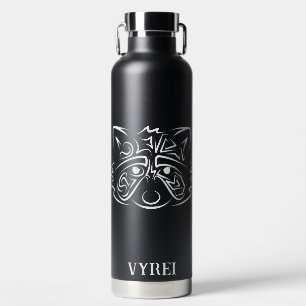 Black and White Tribal Racoon Water Bottle