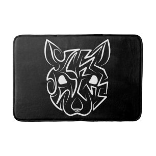 Black and White Tribal Rat Bath Mat