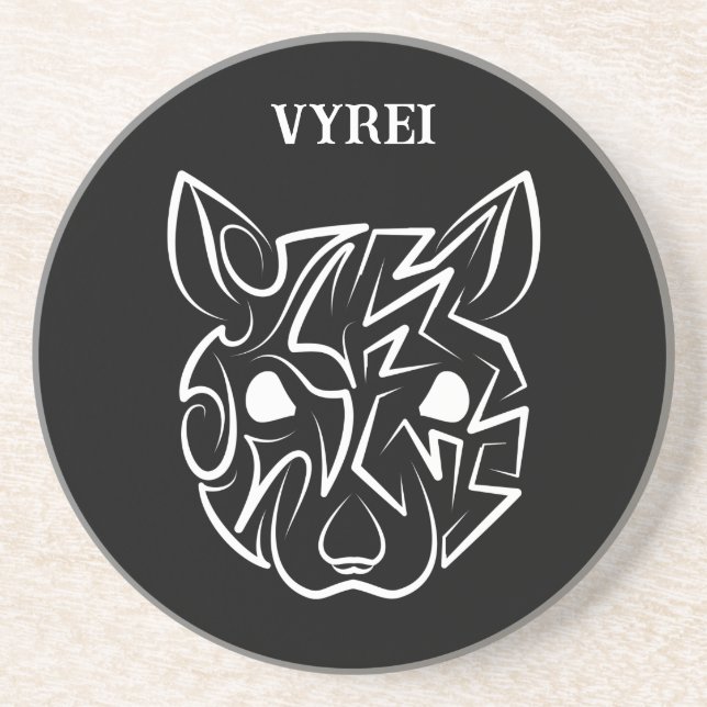 Black and White Tribal Rat Coaster (Front)