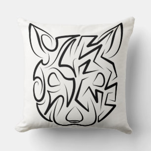 Black and White Tribal Rat Cushion