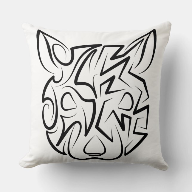 Black and White Tribal Rat Cushion (Front)