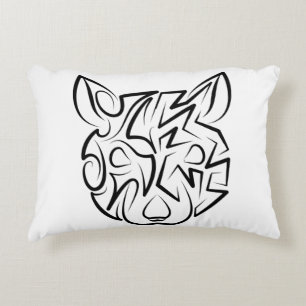 Black and White Tribal Rat Decorative Cushion