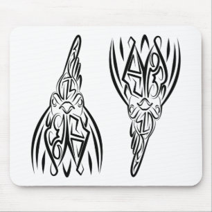 Black and White Tribal Rat Mouse Pad