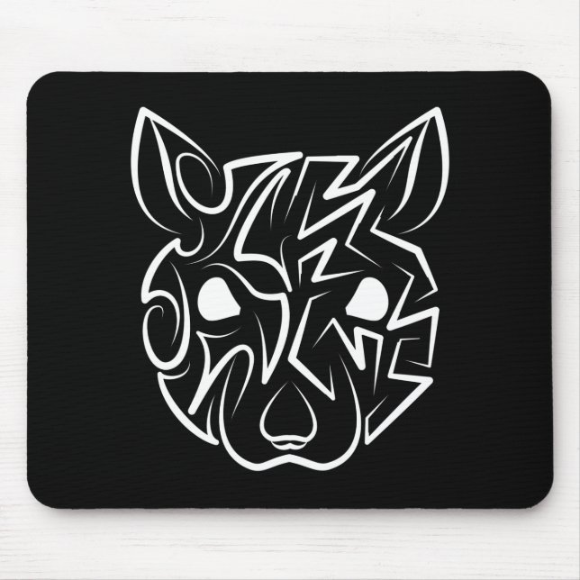 Black and White Tribal Rat Mouse Pad (Front)