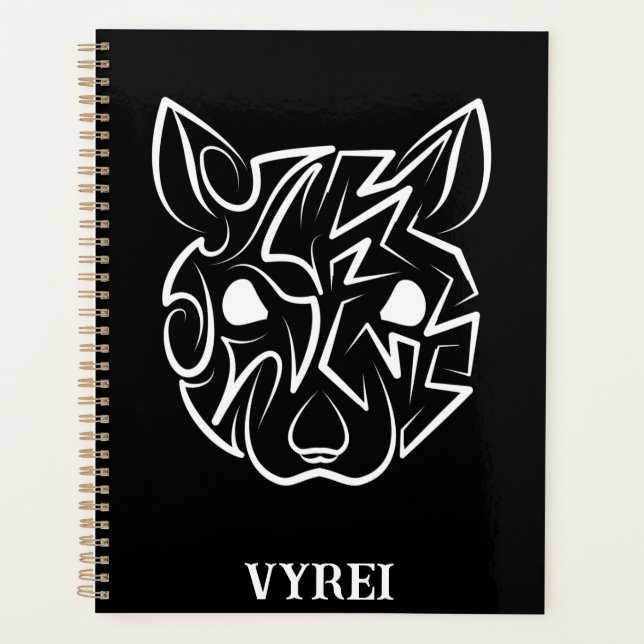 Black and White Tribal Rat Planner (Front)