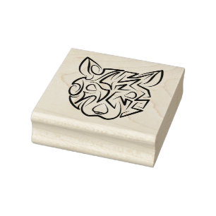 Black and White Tribal Rat Rubber Stamp