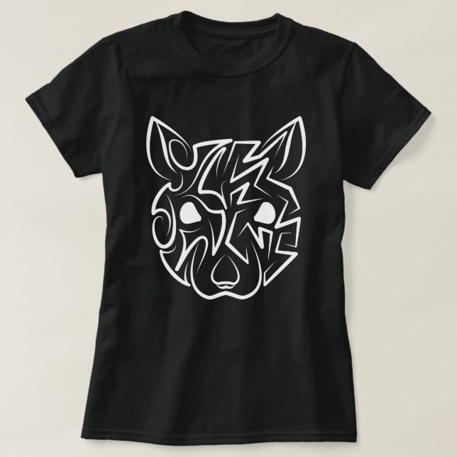 Black and White Tribal Rat T-Shirt (Design Front)