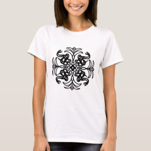 Black and White Tribal Rattlesnake  T-Shirt