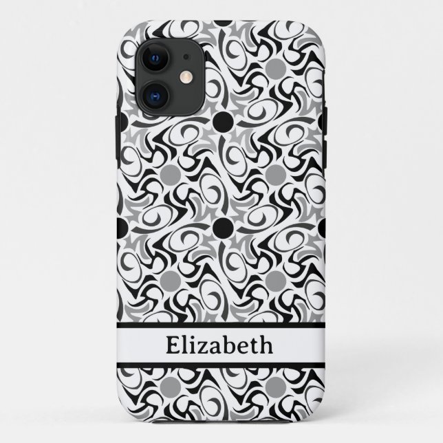 Black and White Tribal Rice Grain Name Case-Mate iPhone Case (Back)