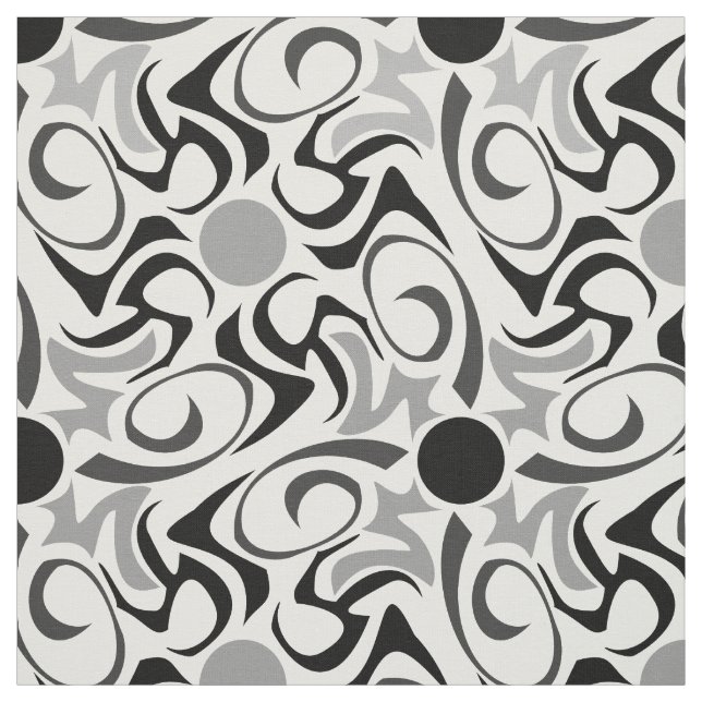 Black and White Tribal Rice Grain Pattern Fabric (Swatch)