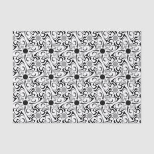 Black and White Tribal Rice Grain Pattern Tissue Paper