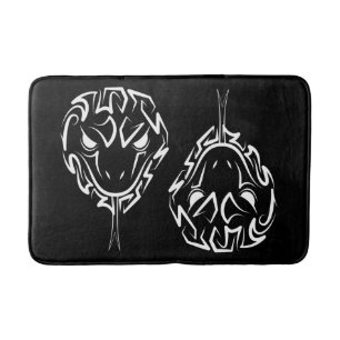 Black and White Tribal Rooster Bath Mat