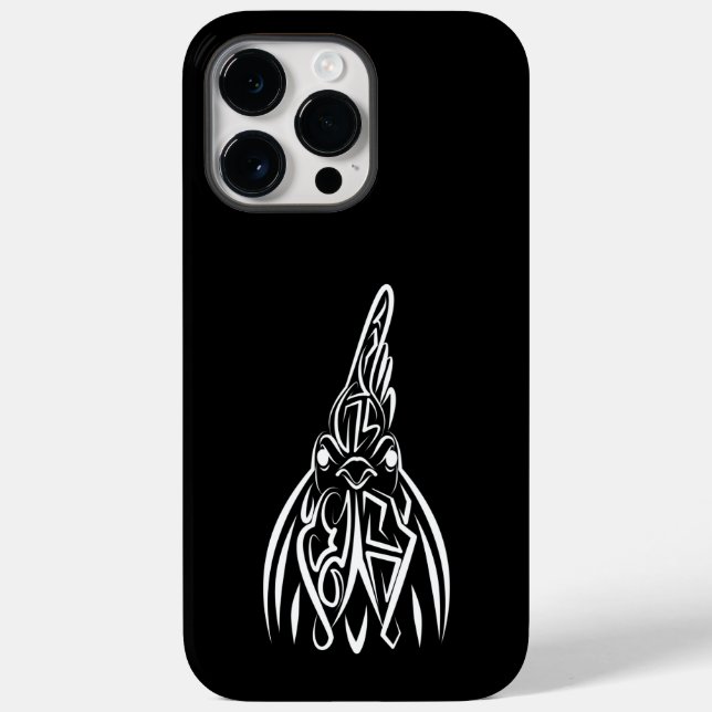 Black and White Tribal Rooster Case-Mate iPhone Case (Back)
