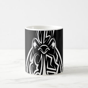Black and White Tribal Rooster Coffee Mug
