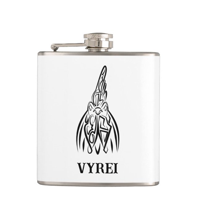 Black and White Tribal Rooster Hip Flask (Front)