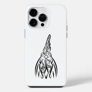 Black and White Tribal Rooster iPhone 14 Pro Max Case