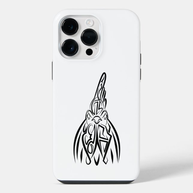 Black and White Tribal Rooster iPhone Case (Back)