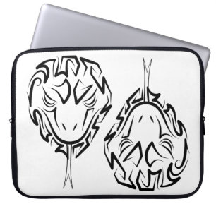 Black and White Tribal Rooster Laptop Sleeve