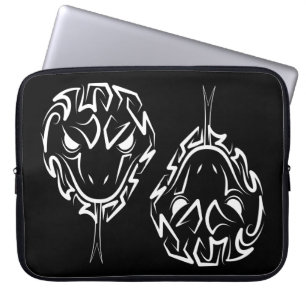 Black and White Tribal Rooster Laptop Sleeve
