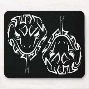 Black and White Tribal Rooster Mouse Pad