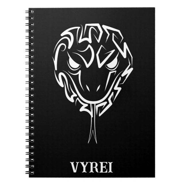 Black and White Tribal Rooster Notebook (Front)