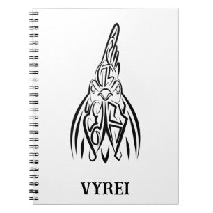 Black and White Tribal Rooster Notebook