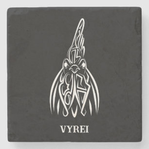 Black and White Tribal Rooster Stone Coaster