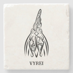 Black and White Tribal Rooster Stone Coaster
