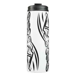 Black and White Tribal Rooster Thermal Tumbler