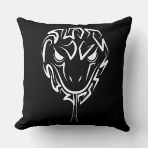 Black and White Tribal Rooster Throw Pillow