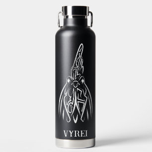 Black and White Tribal Rooster Water Bottle